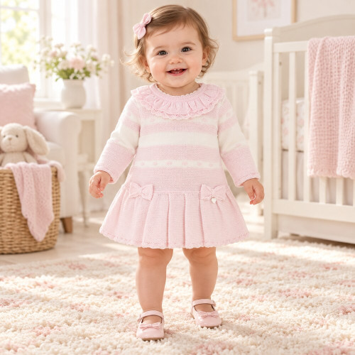 Blues Baby Girls Pink Knitted Dress BB3159