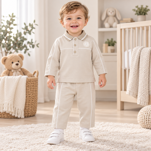 Blues Baby Boys Beige polo Set BB3244