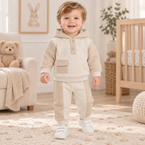 Blues Baby Boys Beige Hoodie Set BB3226