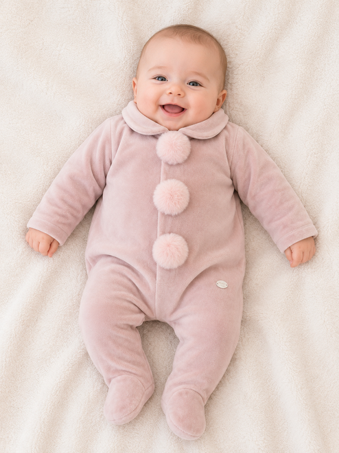Martin Aranda 003-24335 Velour Suit with Pom Poms - Pink