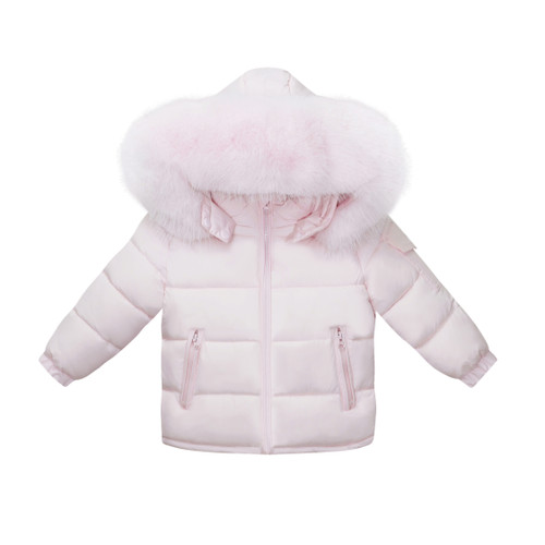 Kinder Boutique Pink Dani Winter Coat with Fur Hood Detail