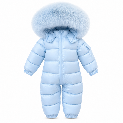 Kinder Boutique Alfie Winter Snowsuit  with Faux Fur Hood - Blue