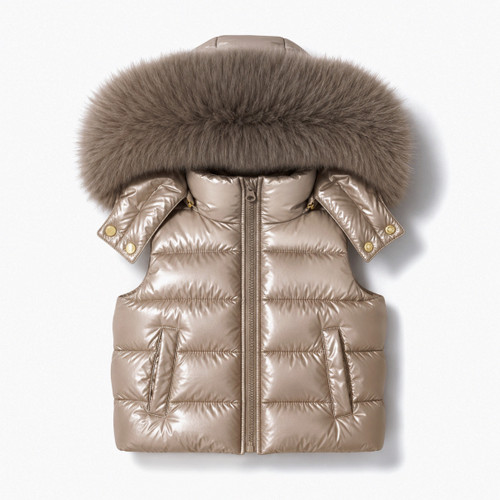 Kinder Boutique Lewis Faux Fur Padded Gilet - Beige