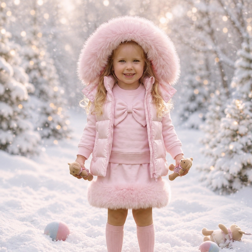 Kinder Boutique Emily Faux Fur Padded Gilet - Pink