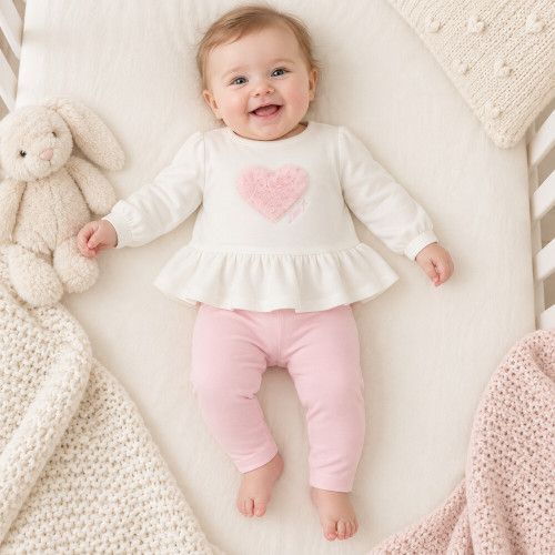 Little A Faux Fur Heart Legging Set - Demi (LA26305)