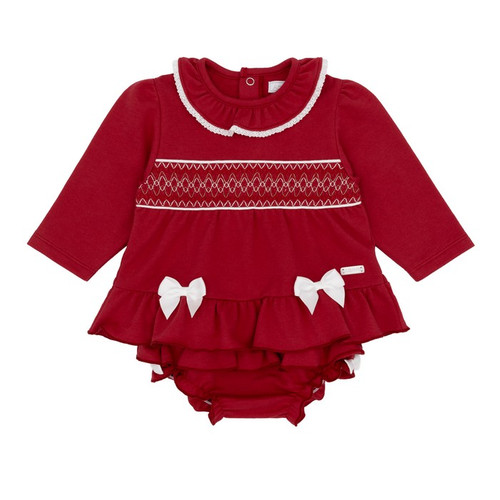 Amore Girls Red Smocked Jam Pant Set  AM0095