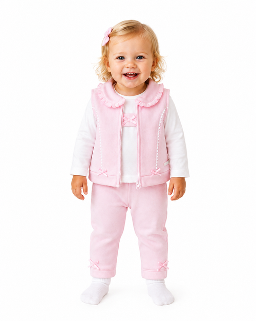 Amore Girls Pink 3 Piece Gilet Set AM0102