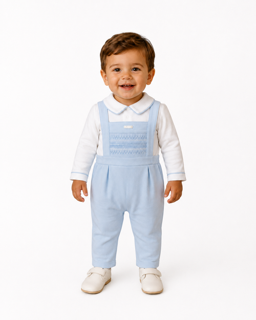 Amore Boys Blue Smocked Dungaree Set AM0123