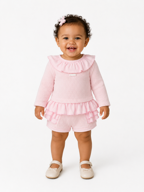 Amore Girls Pink Knitted Jam Pant Set AM0128