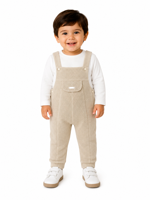 Amore Boys Beige Knitted Dungaree Set AM0132