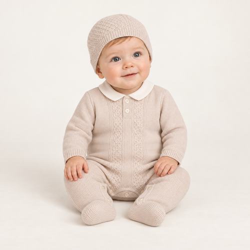 Emile et Rose - Munro Boys Stone Knit All In One & Hat