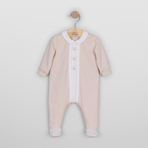Emile et Rose - Miles Boys Stone Bear Embroidery Babygrow