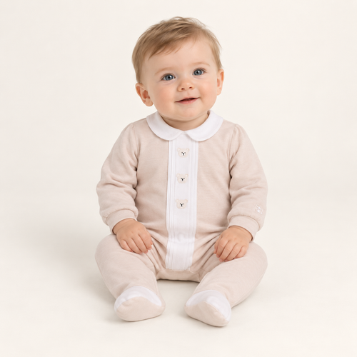 Emile et Rose - Miles Boys Stone Bear Embroidery Babygrow