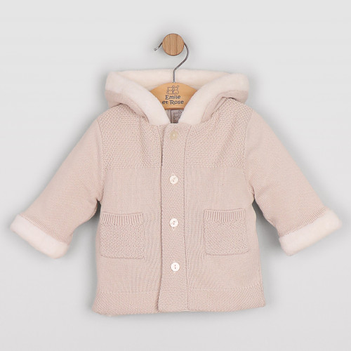 Emile et Rose - Holland Stone Unisex PomPom  Hooded Knit Jacket
