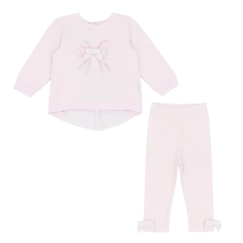 Pastels & Co Girls Pink Charming Classic Round Neck Legging Set - Lainey