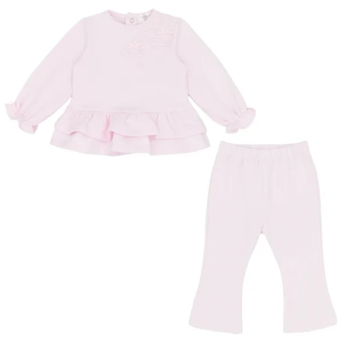 Pastels & Co Girls Pink Delightfully Delicate Flare Legging Set - Moana