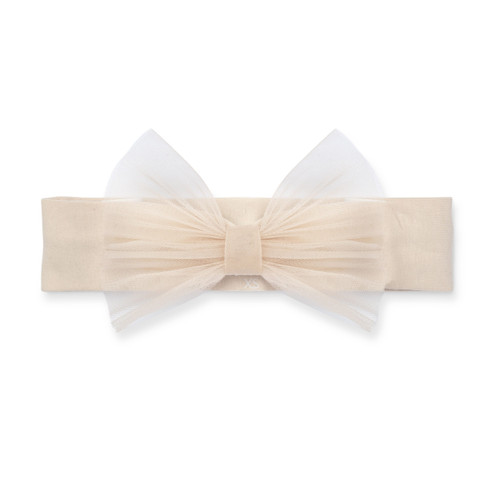 Little A Beige Tulle Bow Headband - Elena (LA26413)