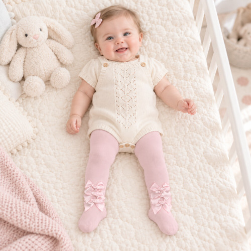 Little A Pink Bow Tights - Divine (LA26317)