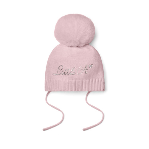 Little A Pink Knitted Pom Pom Hat - Diamond (LA26316)