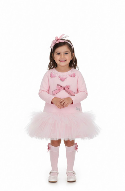 DAGA 10829 Love Story Pink Tulle Dress with Bow