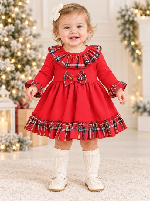 Kinder Boutique Red Bow Tartan Dress 6060