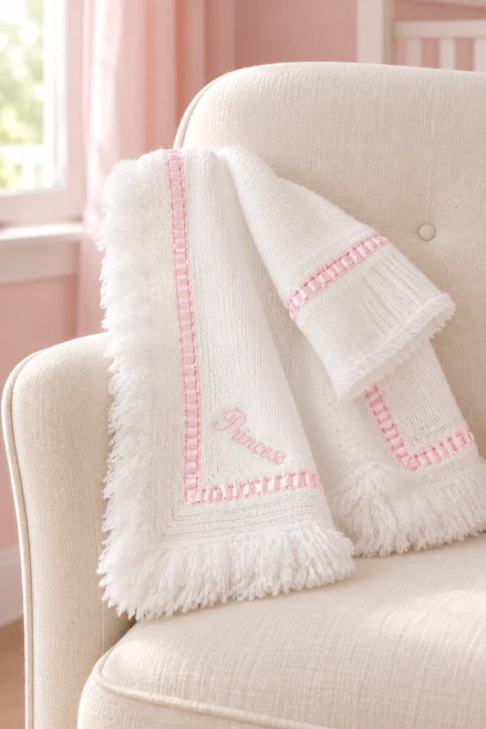 Nursery Time Baby Girl Lace Shawl Blanket - PRINCESS BW-110-398P