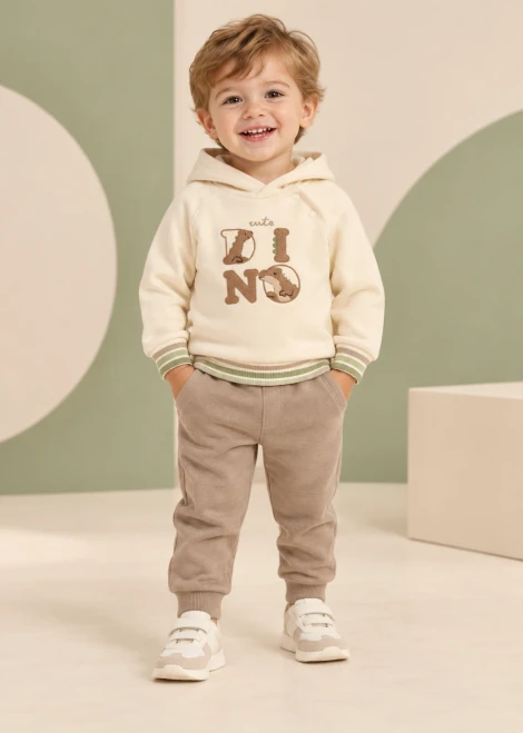 Mayoral Boys Dino Hooded SweatShirt - 417-11 Cream