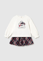 Mayoral Girls Red check skirt and t-shirt set 953