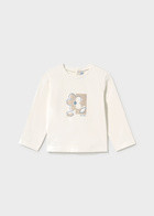 Mayoral Girls Flower T-shirt 116 Cream