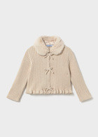Mayoral Girls fur Collar cardigan 386 Cream