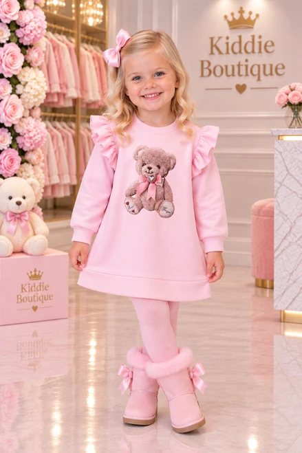 Giorgio Bambini Girls Teddy Sweater Dress Pink YG210