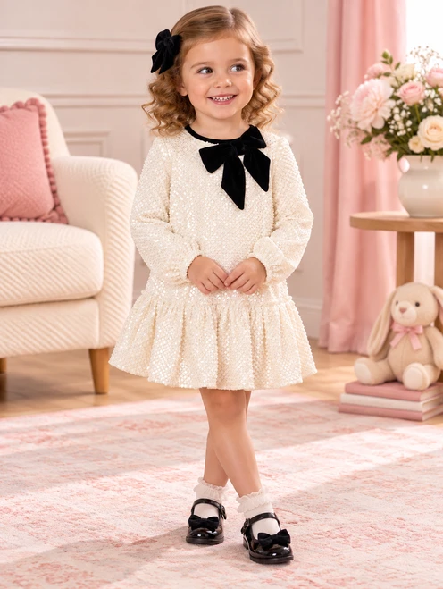Mayoral Girls Ivory Sequin Party Dress 931