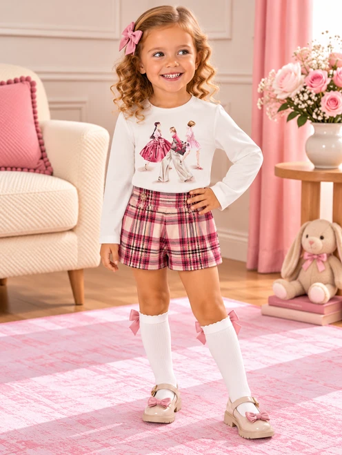 Mayoral Girls White Top with Red Dancer Detail 4035