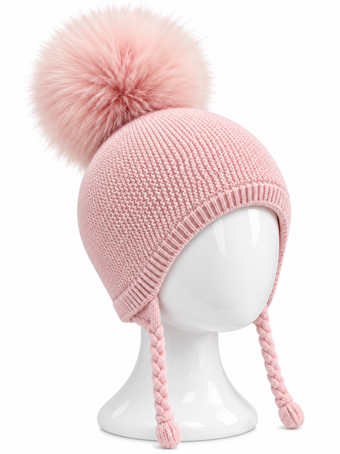 Martin Aranda 033-10322 Knitted hat with Large Pom Pom - Pink