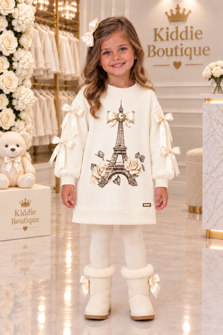 Giorgio Bambini Girls Paris Sweater Dress ivory YG213