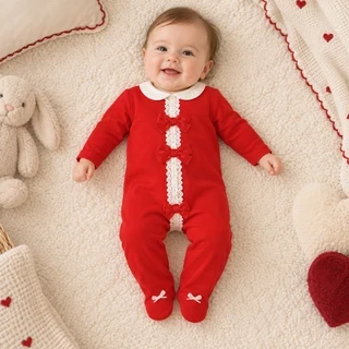 Nursery Time Baby Girls Red Romper BIS-2020-2722