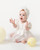 Caramelo 031283 Baby Girls Ivory Ribbed Tulle Baby Dress with Turban.