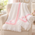 Nursery Time 397 White Baby Blanket Lace Shawl with Bow - Pink Ribbon