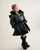 Caramelo Girls Black Peplum Coat Fur Trim Hood 342385