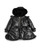 Caramelo Girls Black Peplum Coat Fur Trim Hood 342385