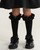 Caramelo Girls School Black Ruffle ribbon knee High socks 044918