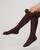 Caramelo Girls School Brown Ruffle ribbon knee High socks 044918