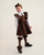 Caramelo Girls School Brown Ruffle ribbon knee High socks 044918