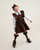 Caramelo Girls School Brown Ruffle ribbon knee High socks 044918