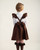 Caramelo Girls School Brown Ruffle ribbon knee High socks 044918