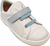 Andanines Boys’ White Leather Trainers with Blue Lace & Velcro Strap – Style 221315