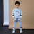 Mitch & Son Boys Grey Melange Crewneck Tracksuit with Striped Cuffs & Bold Logo on Chest  - LOGAN (MS25604)