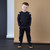 Mitch & Son Boys Black Embossed Crewneck Tracksuit with Striped Design on Sleeves & Legs - LUIS (MS25605)