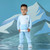 Mitch & Son Boys White Raglan Sweatshirt with Contrast Blue Sleeves, Logo Crest & Nylon Front Pocket - JASPER (MS25414)