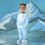 Mitch & Son Boys White Raglan Sweatshirt with Contrast Blue Sleeves, Logo Crest & Nylon Front Pocket - JASPER (MS25414)